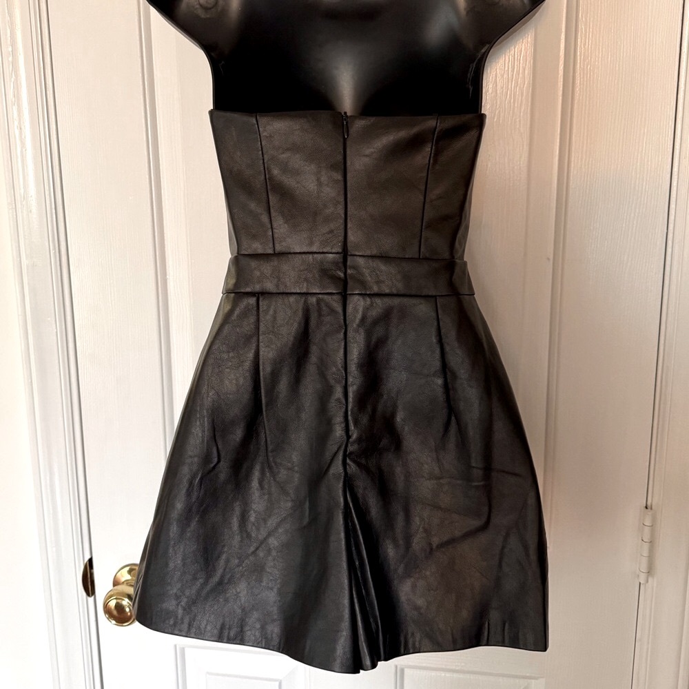 “PETAL + PUP” Mikaela Vegan Leather Strapless Romper - Picture 7 of 15